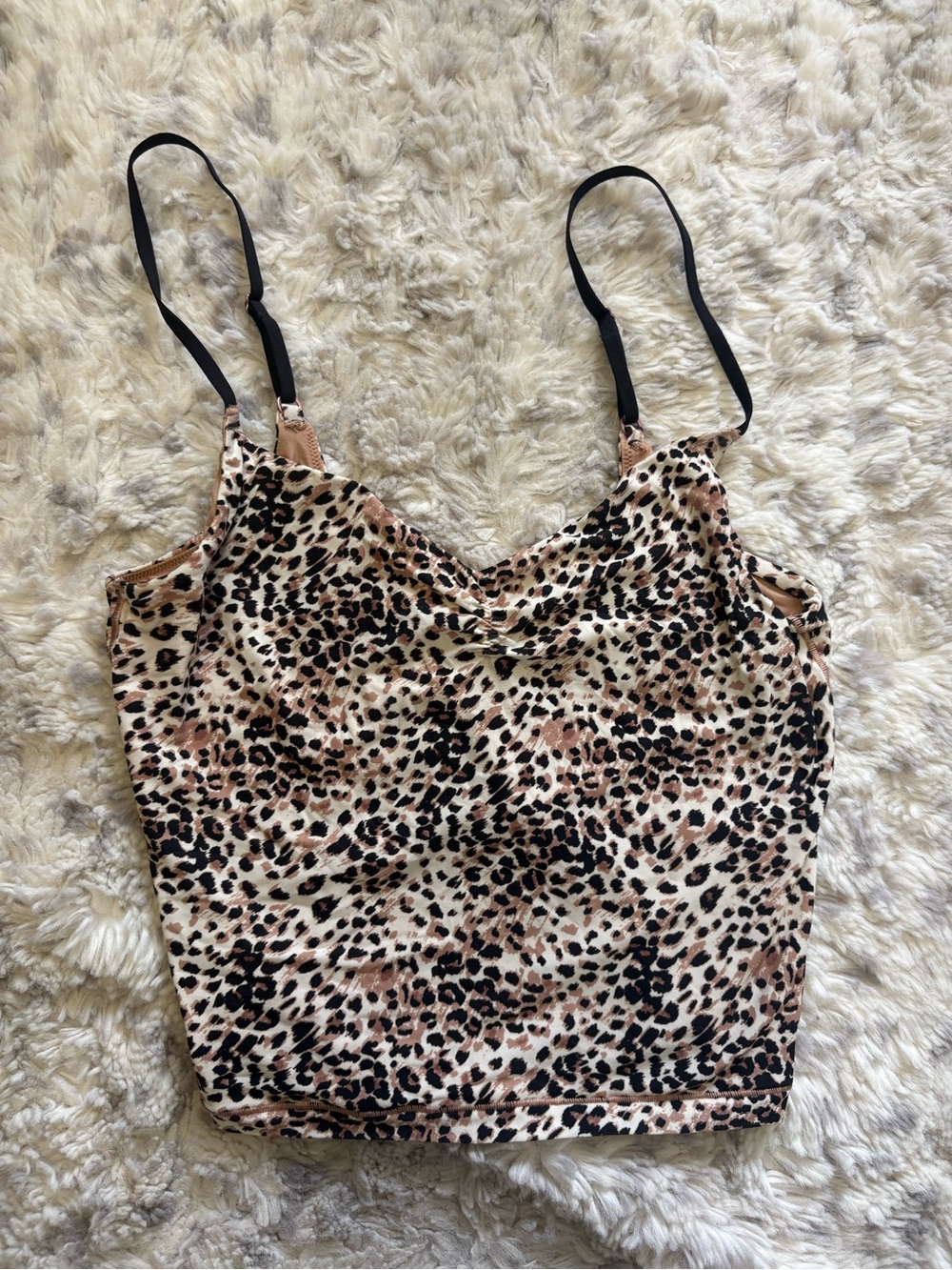 aerie Leopard Print Cami Top in Black and Beige